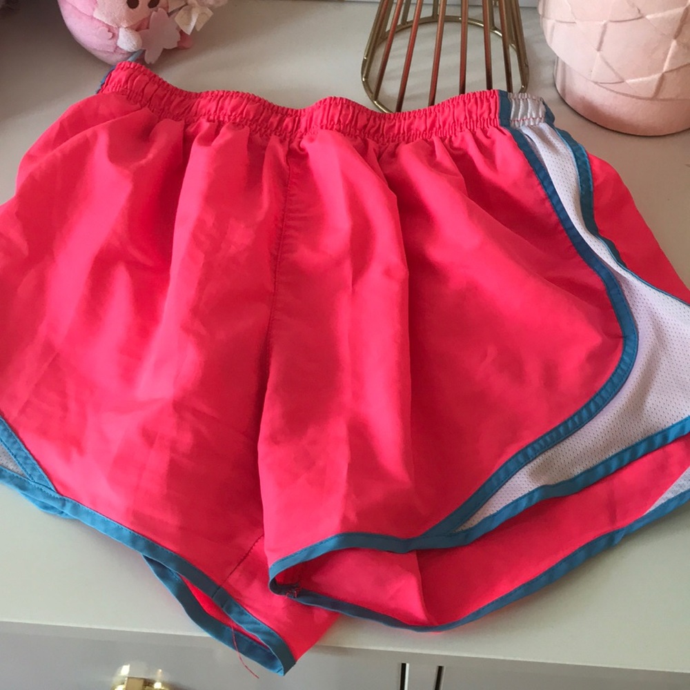 Hot Pink with Blue Stripe Athletic Running Shorts